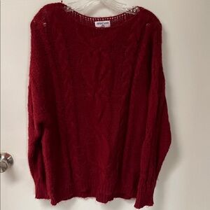 Cozy Deep Red Cable Knit Sweater